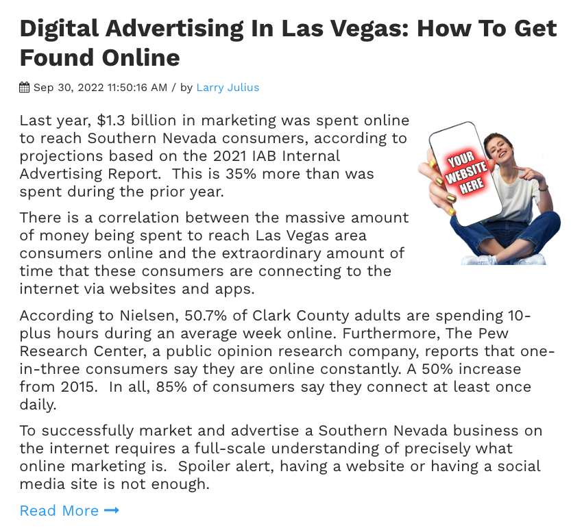 Digital Advertising In Las Vegas EOY 2022